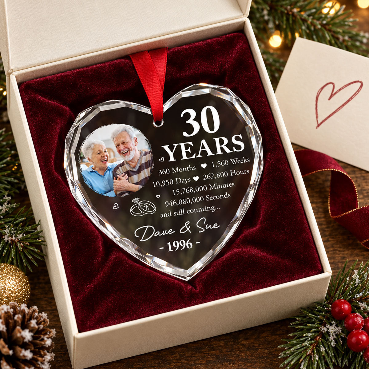 Custom Couple Christmas Ornament, Anniversary Gift •  Built For Forever - Personalized Glass Ornament