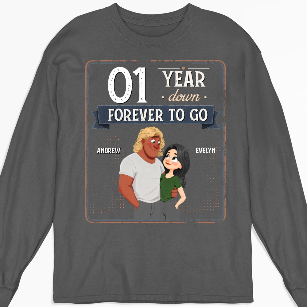 Custom Christmas Anniversary Keepsake Gifts For Husband • Years Down Forever To Go - Personalized Shirt