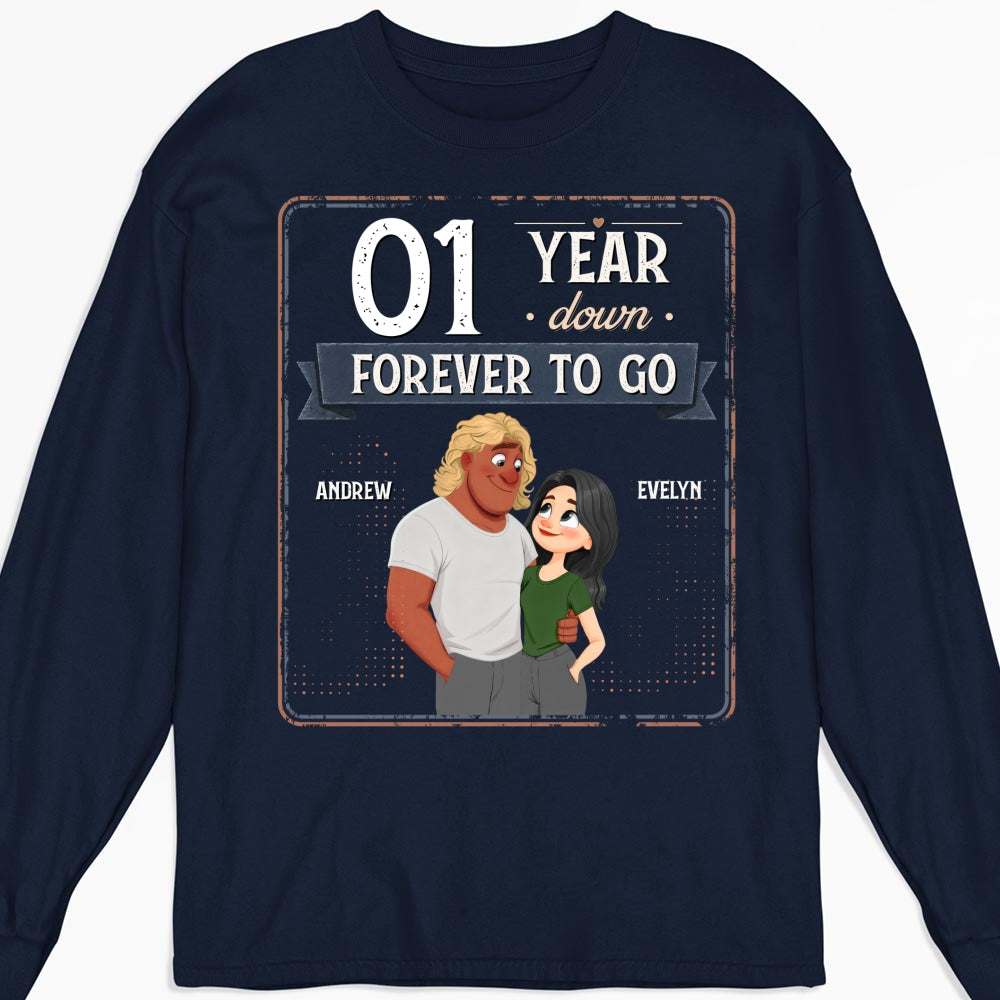 Custom Christmas Anniversary Keepsake Gifts For Husband • Years Down Forever To Go - Personalized Shirt