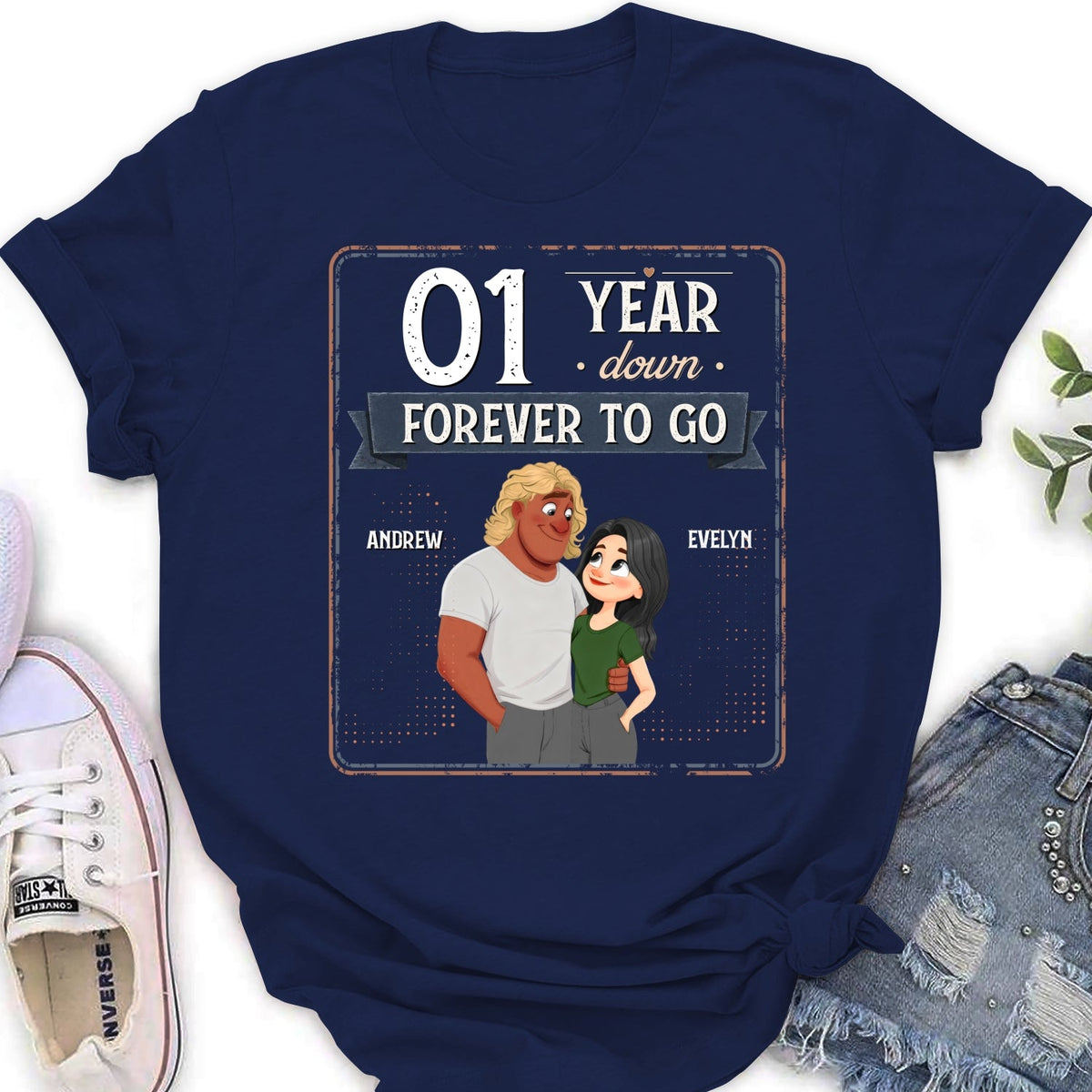 Custom Christmas Anniversary Keepsake Gifts For Husband • Years Down Forever To Go - Personalized Shirt