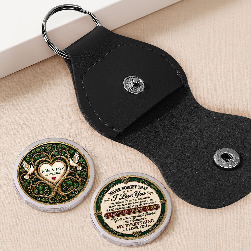Custom Coin Keychain, Mother's Father's Day Birthday Gift Keepsake • Holding Onto Forever With You - Personalized Pocket Hug
