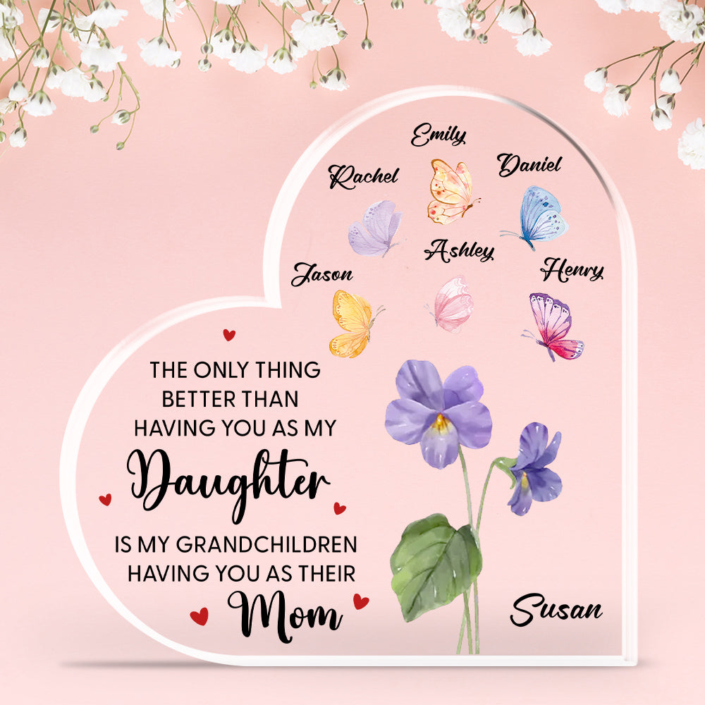 Custom Mother's Day Decor, Gift for Mom & Grandma • Having You As Mom - Personalized Acrylic Plaque