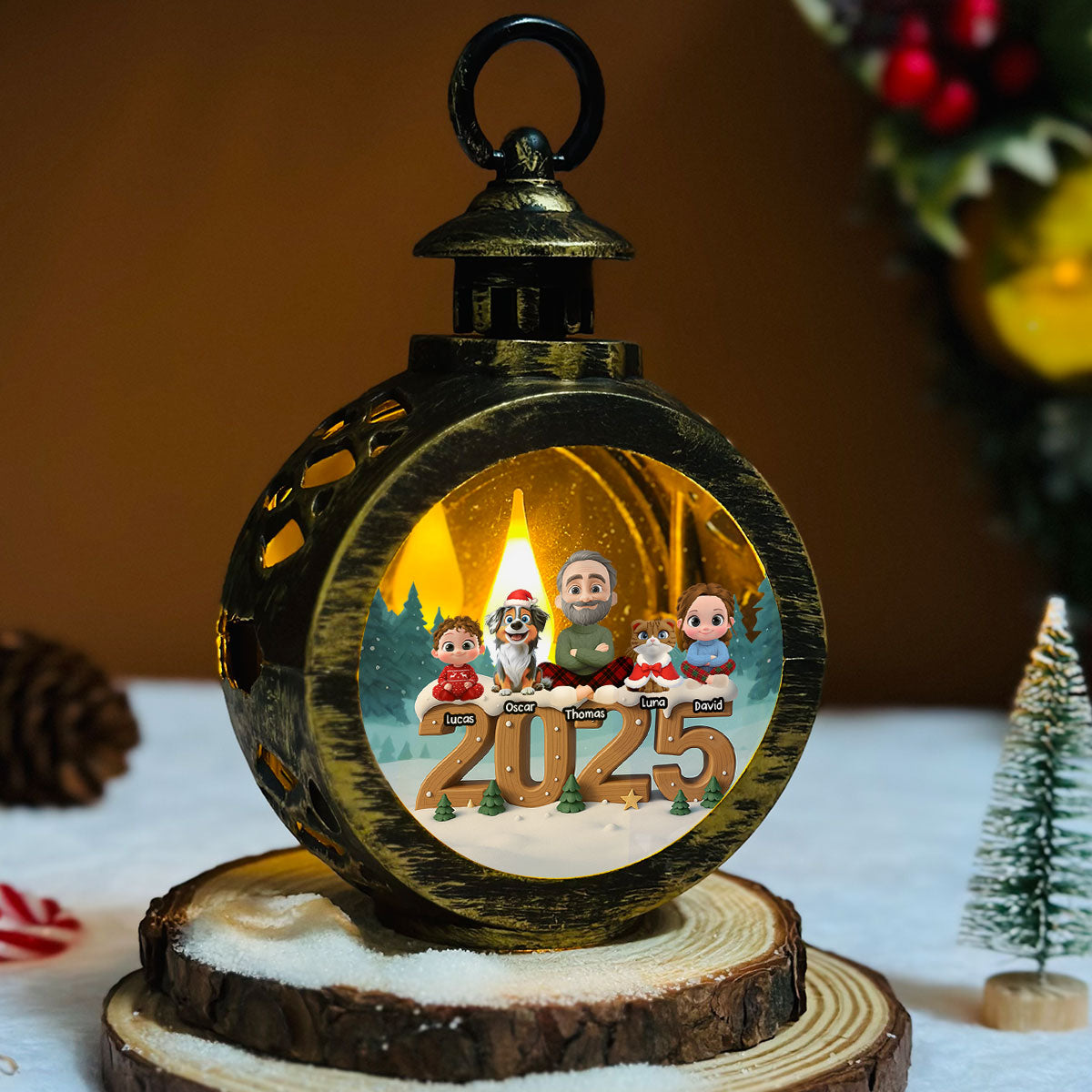 Custom Family Christmas Gifts, Holiday Decor • As A Family Onwards Extended Ver - Personalized 3D Effect Christmas Lantern