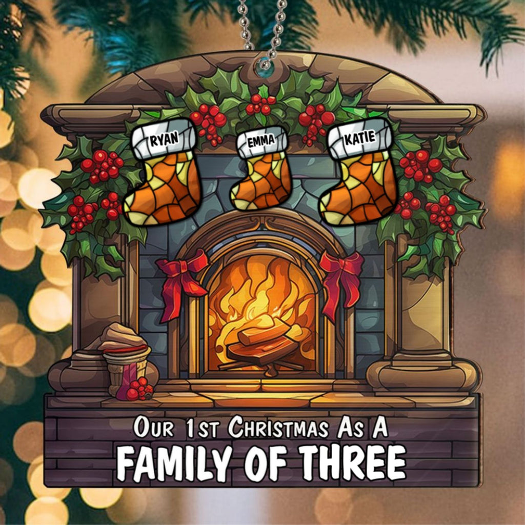 Custom Family First Christmas Ornament •  As A Family Of - Personalized Suncatcher Ornament