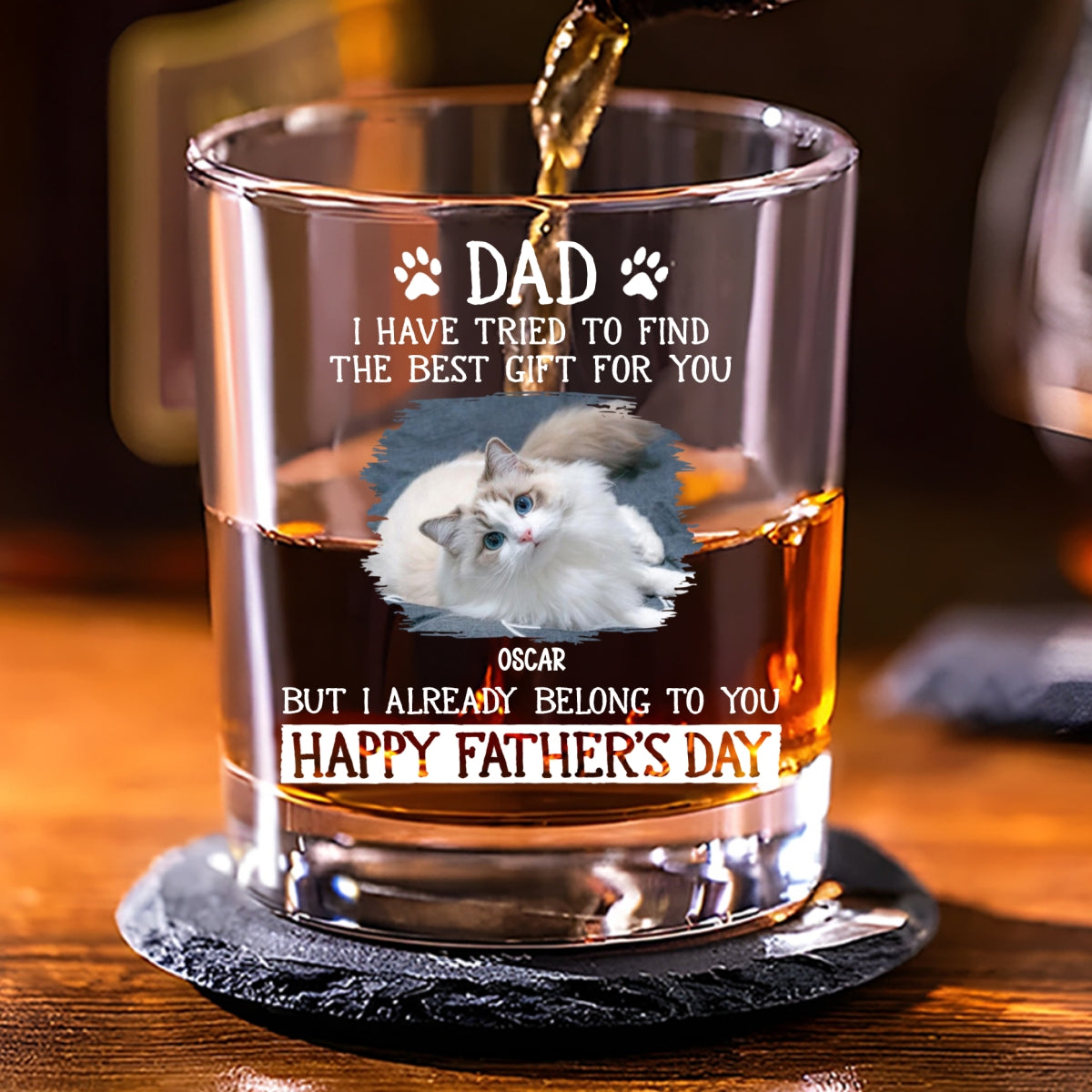 Custom Photo Christmas Birthday Drinkware Gifts for Cat Lovers • Our Gift Is Ourselves Photo - Personalized Whiskey Glass
