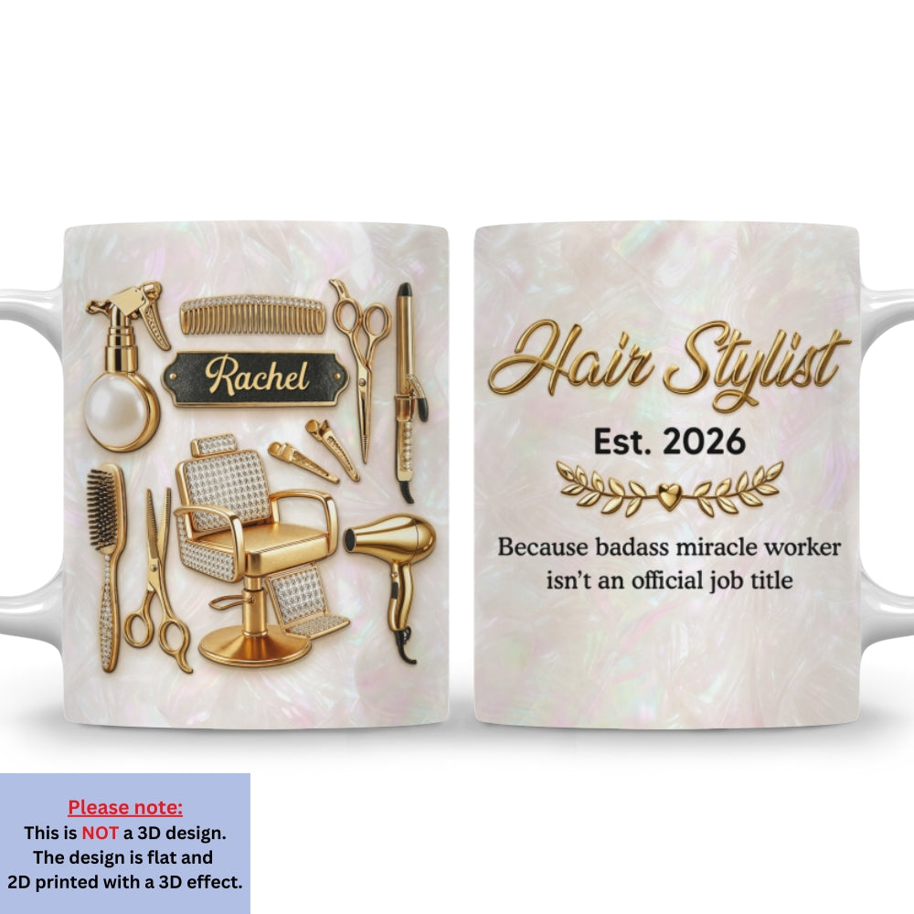 Custom Christmas & Birthday Keepsake Gift • Hair Stylist Miracle Worker - Personalized 3D Inflated Effect Mug