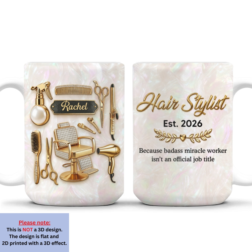 Custom Christmas & Birthday Keepsake Gift • Hair Stylist Miracle Worker - Personalized 3D Inflated Effect Mug