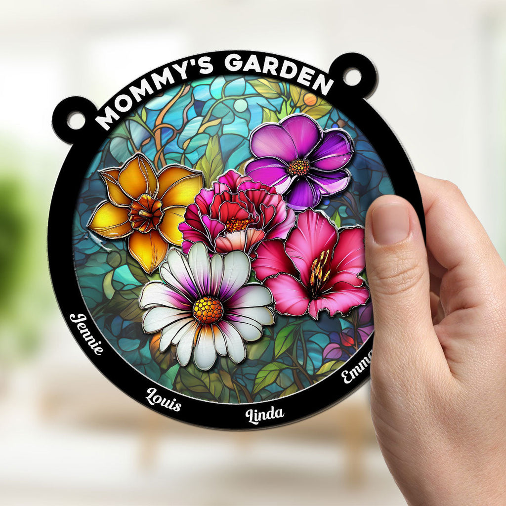 Custom Hanging Decor for Mom Daughter, Mother's Day Gifts • Flower Birth Month Garden Mother - Personalized Suncatcher