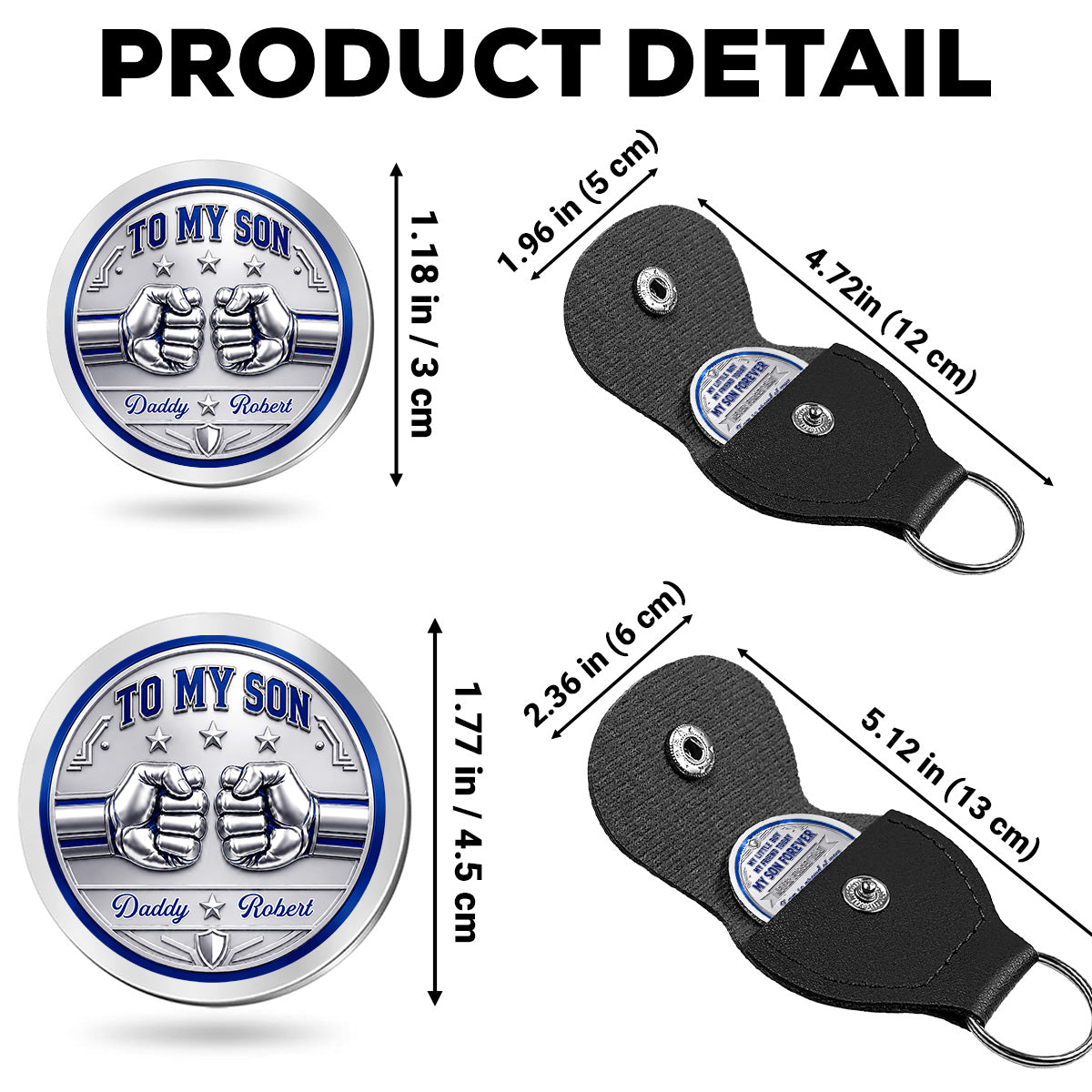 Custom Coin Keychain for Son, Father's Day Birthday Gifts • So Proud Of You - Personalized Pocket Hug