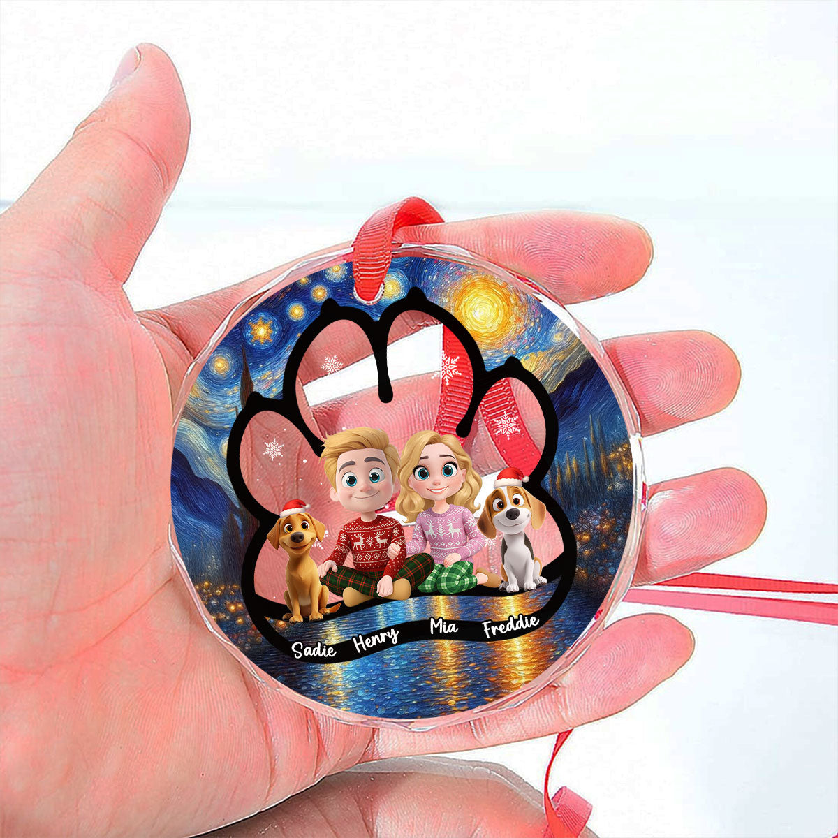 Custom Keepsake Christmas Ornament •  Here With Each Other - Personalized Glass Ornament