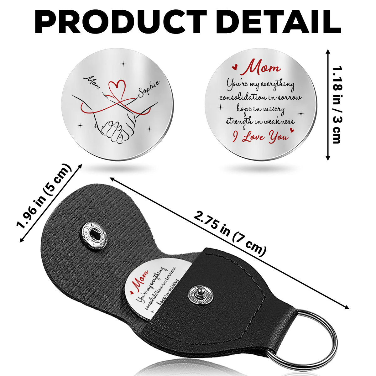Custom Mom Coin Keychain, Mother's Day Birthday Keepsake • Mom My Everything - Personalized Pocket Hug