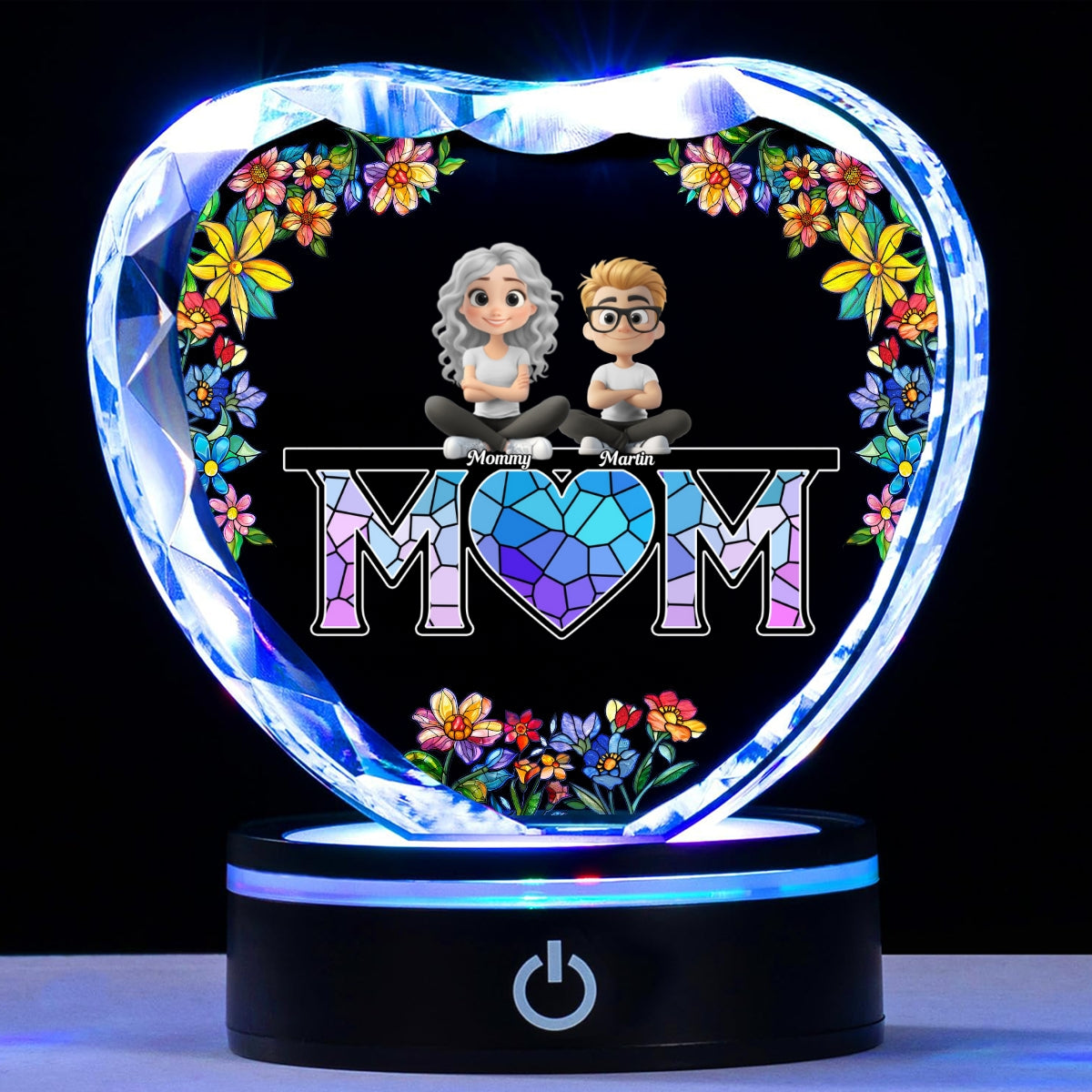Mommy And Children - Personalized Crystal Led Light