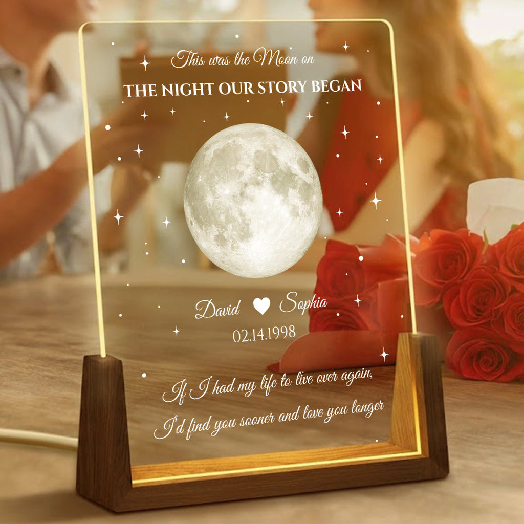 Custom Anniversary, Wedding, Christmas Gift For Husband, Him• The Moon - Personalized Night Light