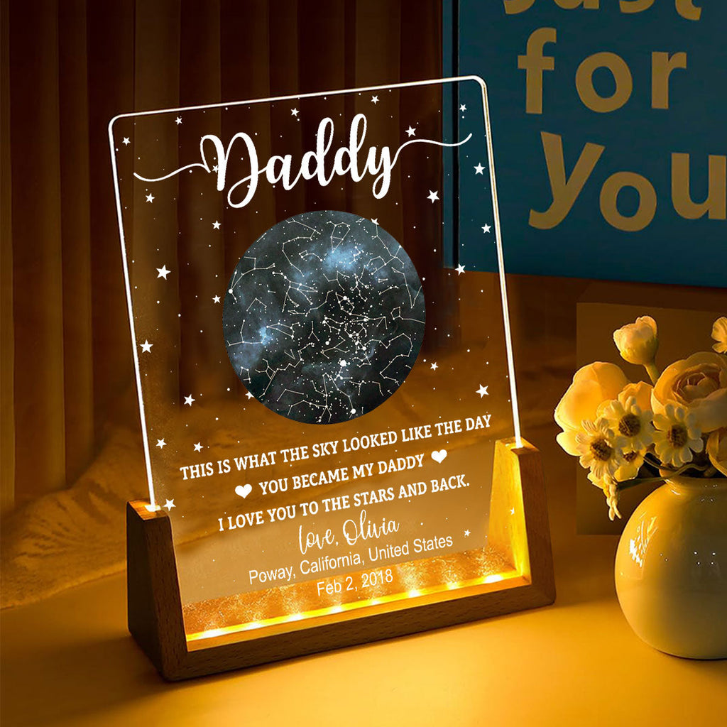 Custom Anniversary, Wedding, Christmas Gift For Husband, Him• The Sky Looked Like - Personalized Night Light