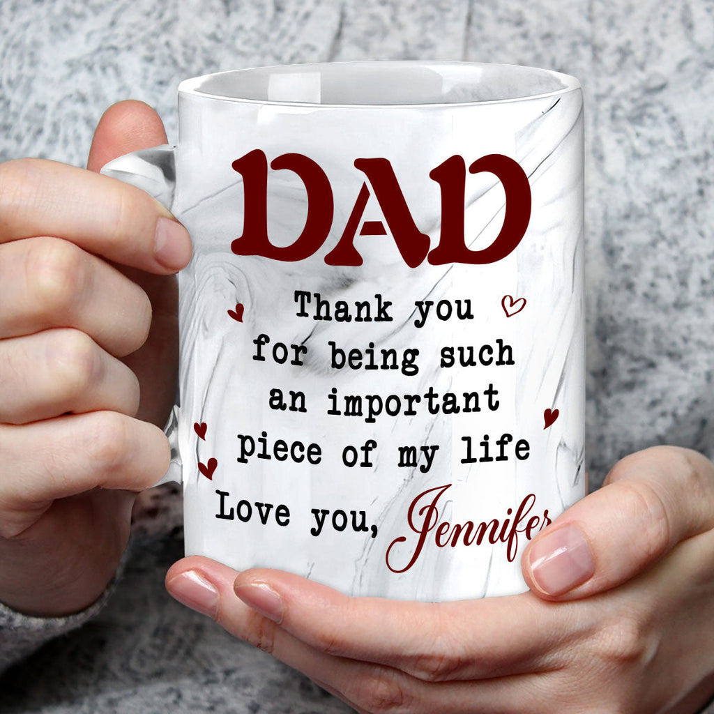 Custom Father's Day, Special Gift for Dad & Grandpa • Piece Of My Life - Personalized Grey Marble Mug