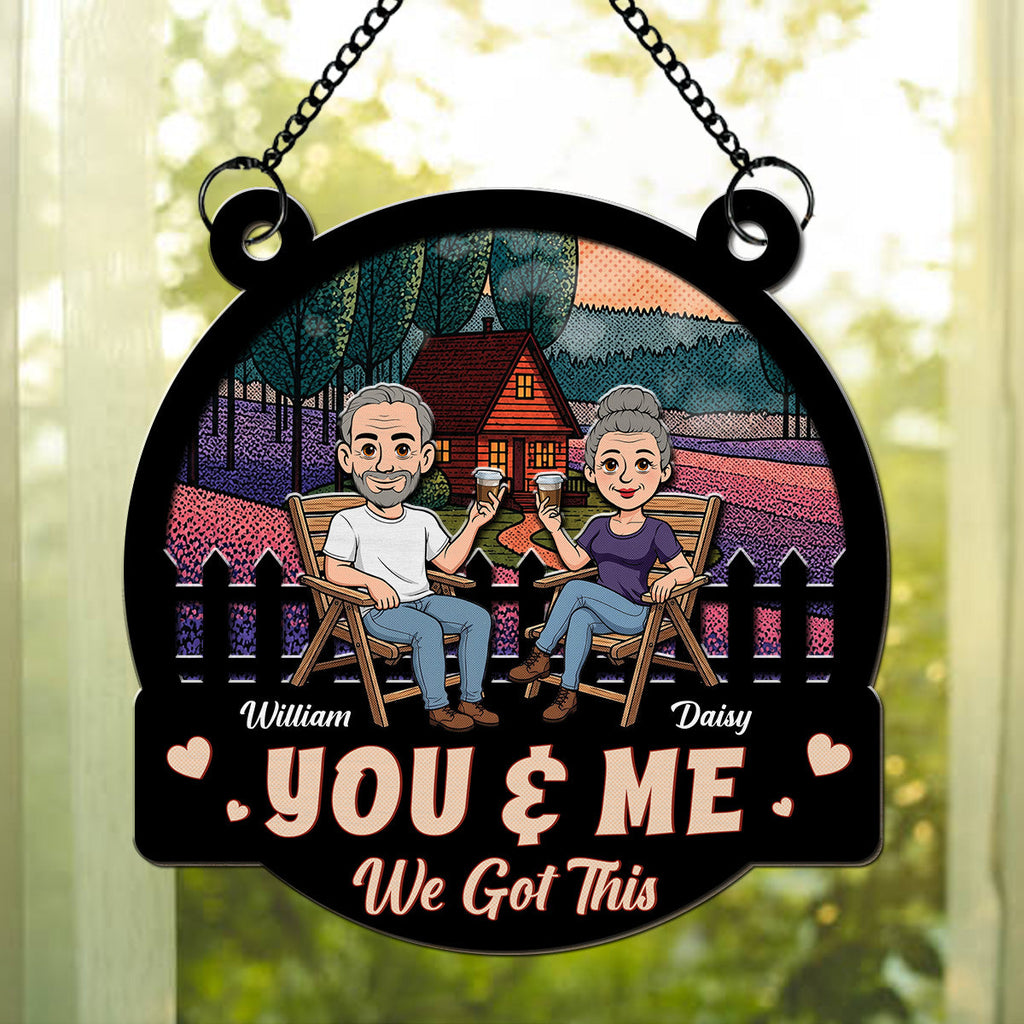 Custom Couple Hanging Decor, Anniversary Valentine's Day Gifts • Two Hearts One Journey - Personalized Suncatcher