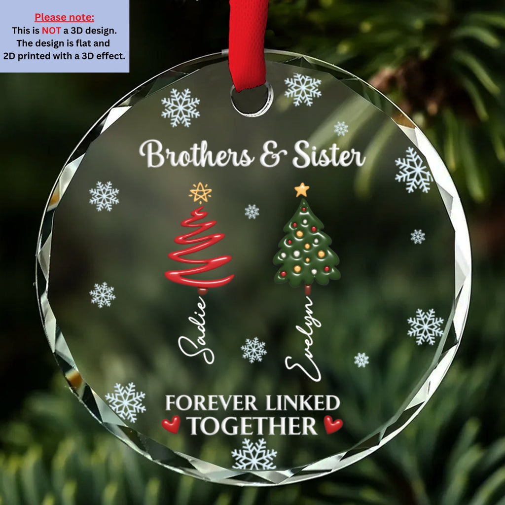 Custom Brothers & Sisters Christmas Ornament •  When Siblings Go to Therapy Together - Personalized Glass Ornament