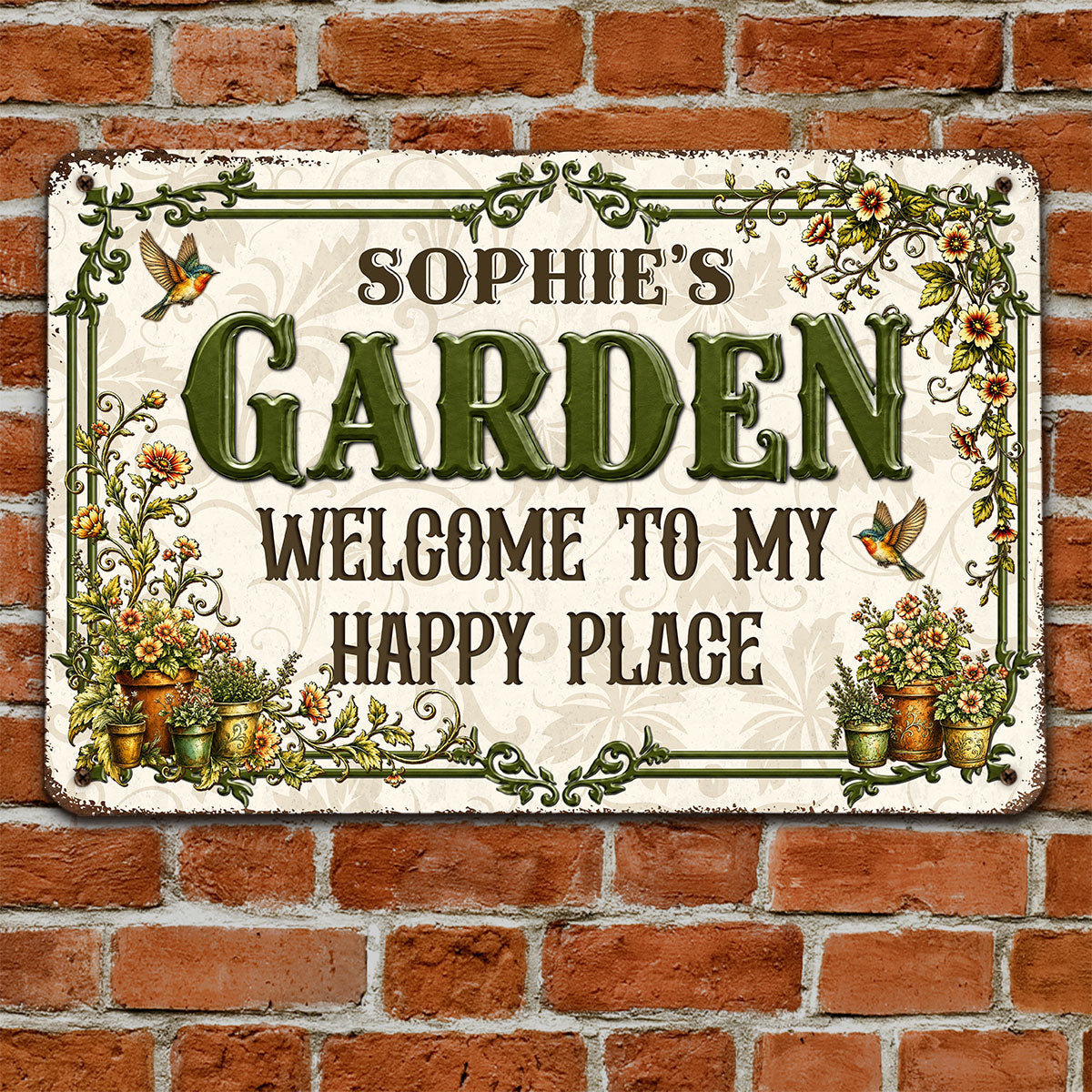 Custom Self-Care Garden Sign, Outdoor Lawn & Plant Decor • Garden House - Personalized Metal Sign