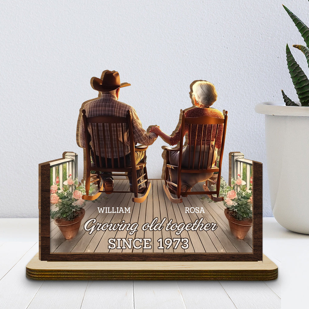 Custom Couple's Decor, Anniversary & Wedding Gift • Porchside Bliss - Personalized 2-Layer Wood Plaque With Flat Base