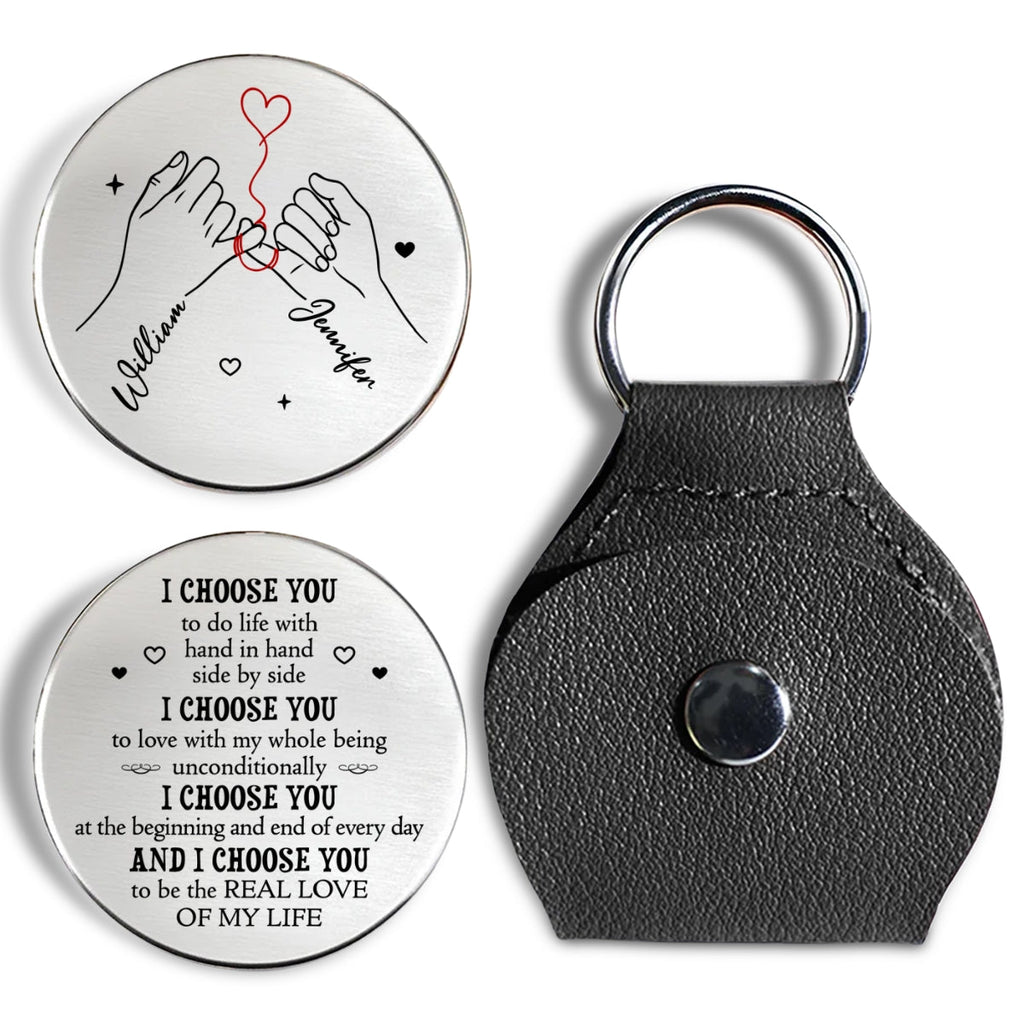 Custom Coin Keychain for Wife, Couple Anniversary Valentine's Day Gifts • Real Love - Personalized Pocket Hug