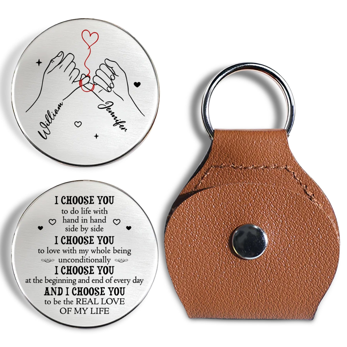 Custom Coin Keychain for Wife, Couple Anniversary Valentine's Day Gifts • Real Love - Personalized Pocket Hug