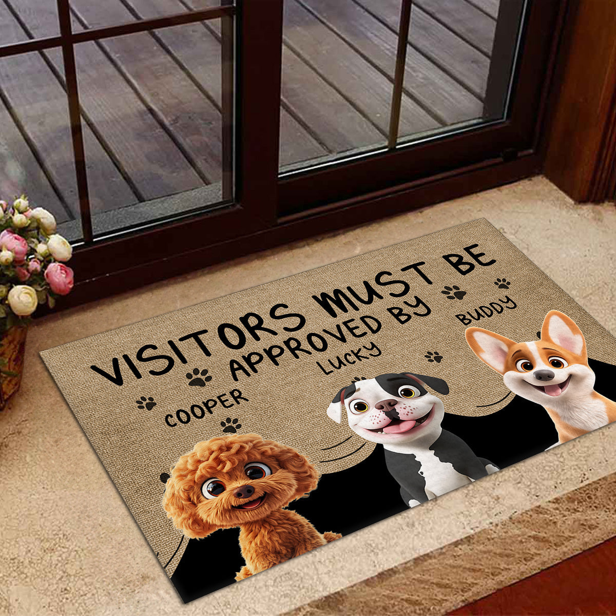Approved By Dog Cartoon - Personalized Doormat