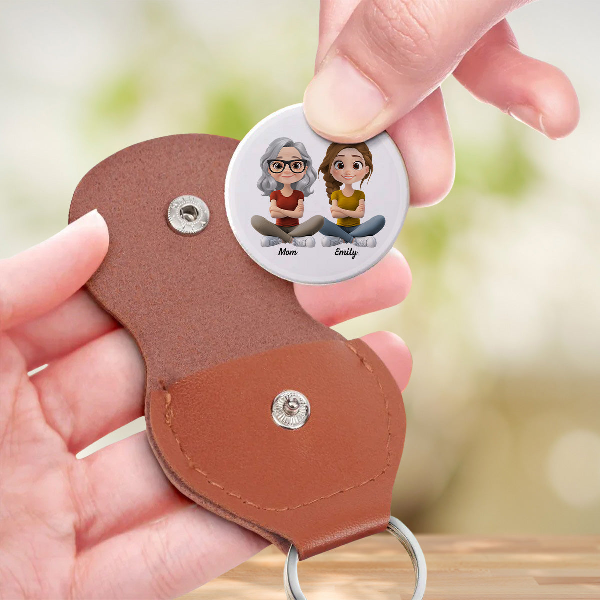 Custom Coin Keychain for Daughter Mom, Mother's Day Birthday Gifts • To My Daughter Cartoonize - Personalized Pocket Hug