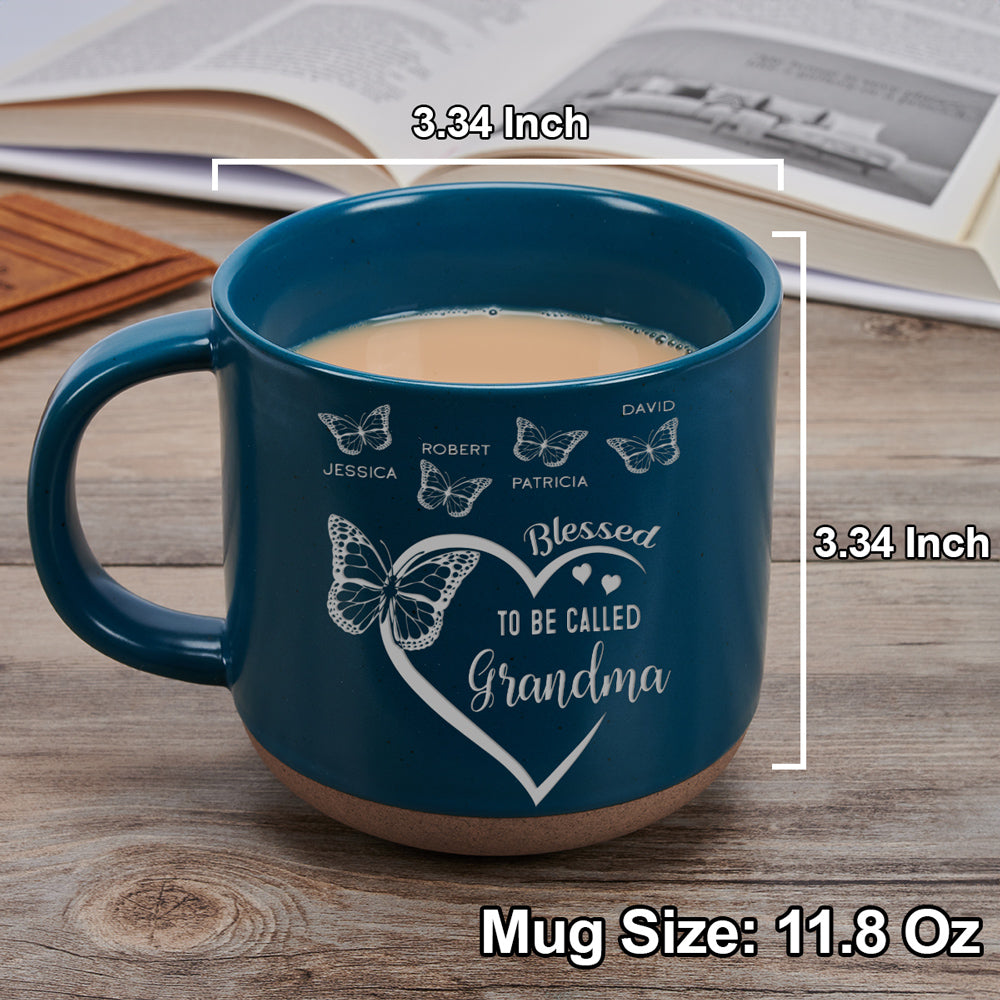 Custom Christmas & Birthday Gift For Grandma • Blessed Mimi - Personalized Engraved Pottery Mug