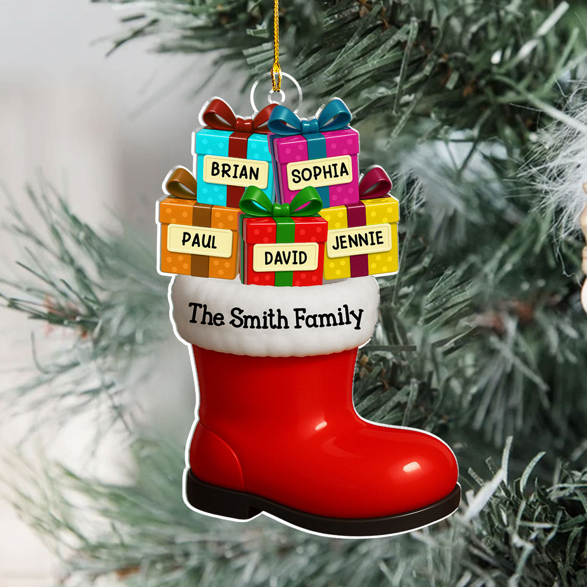 Custom Family Ornament, Christmas Gift for Family Members •  Our Family Is A Gift From Santa - Personalized Acrylic Ornament