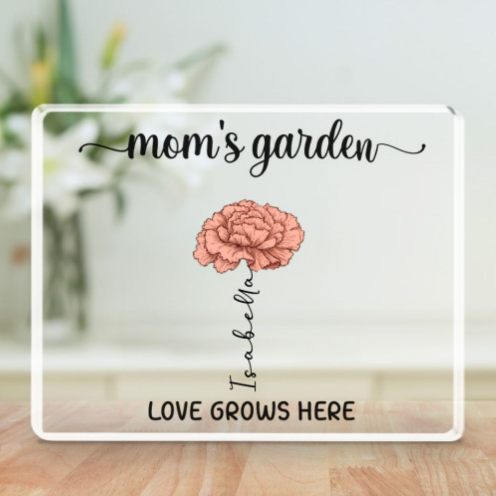 Custom Decor for Mom, Special Gift for Mother • Love Grows Here - Personalized Acrylic Plaque