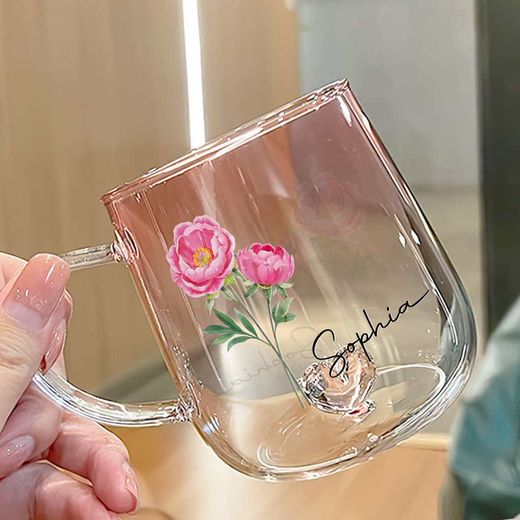 Custom Best Friend, Christmas & Birthday Friendship Keepsake Gift • You Are The Most Beautiful Flower - Personalized Pink Gradient Glass Mug