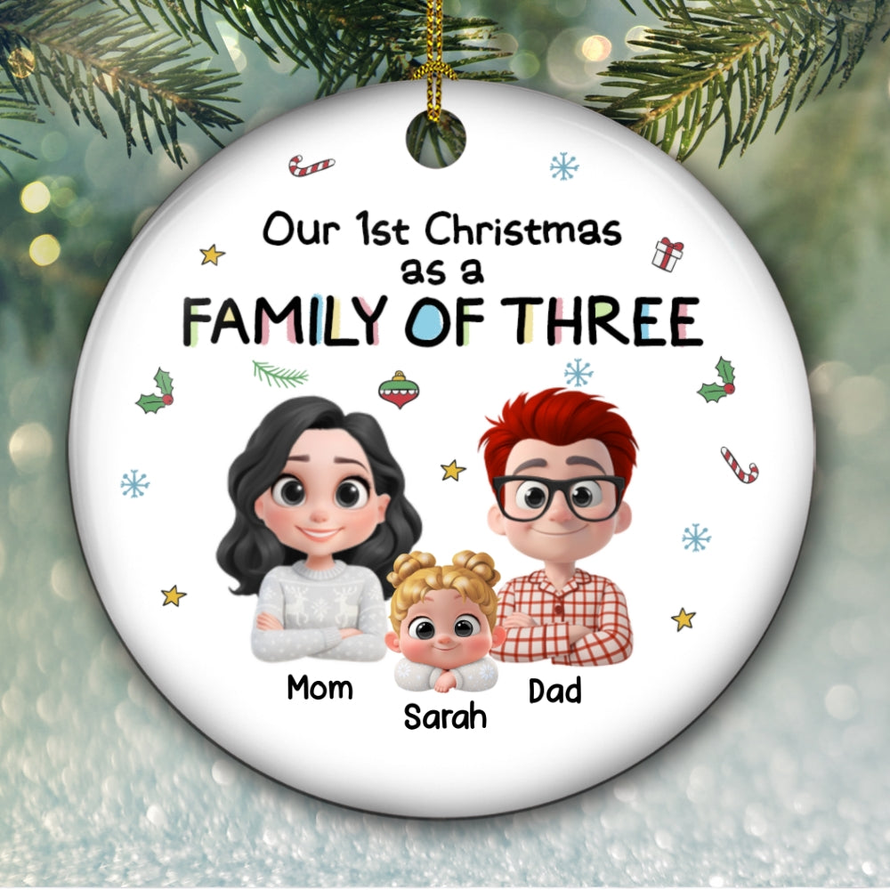 Custom Baby First Christmas Ornament for New Parents •  First Christmas With Baby - Personalized Ceramic Ornament
