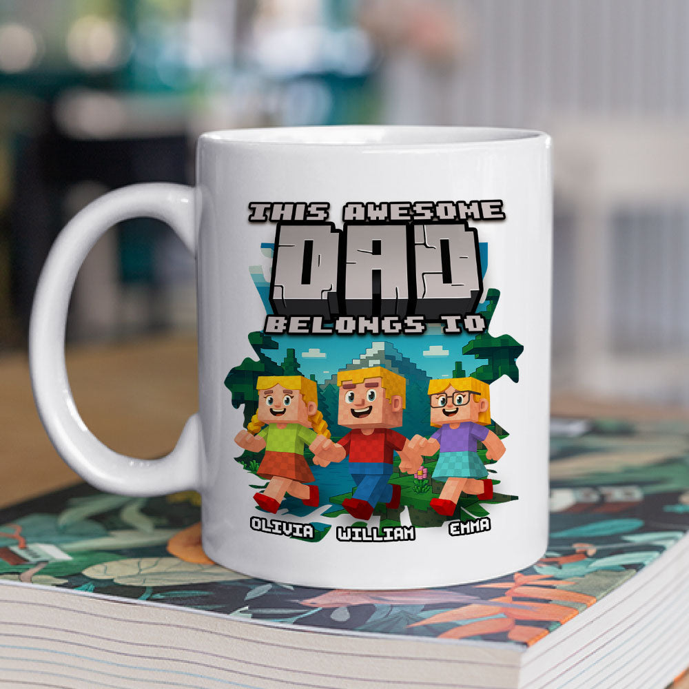 Custom Father's Day, Special Gift for Dad & Grandpa • This Awesome Dad Belongs To Me - Personalized Coffee Mug