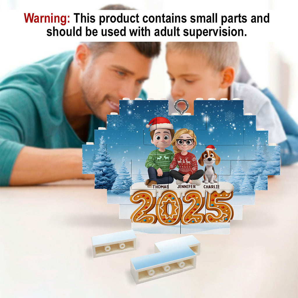 Custom Family Ornament, Christmas Gift for Family Members •  Ginger Family - Personalized 3D Effect Heart Puzzle Ornament