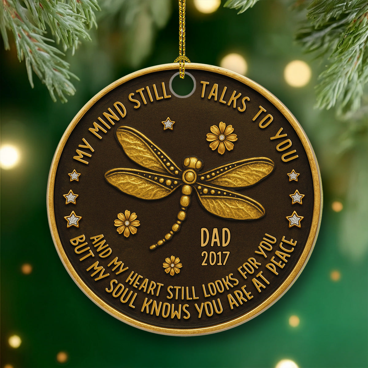Custom Memorial Christmas Ornament, Sympathy Keepsake •  Talk To You Forever - Personalized Ceramic Ornament