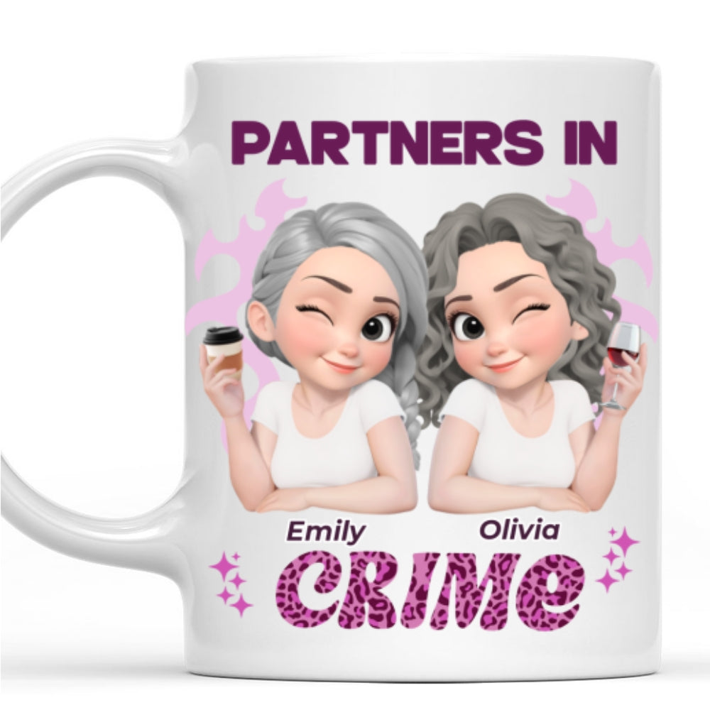 Custom Best Friend, Christmas & Birthday Friendship Keepsake Gift • My Partner In Crime - Personalized Coffee Mug