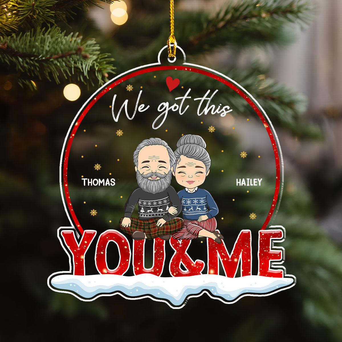 Custom Couple Christmas Ornament, Anniversary Gift •  Together You And Me - Personalized Acrylic Ornament