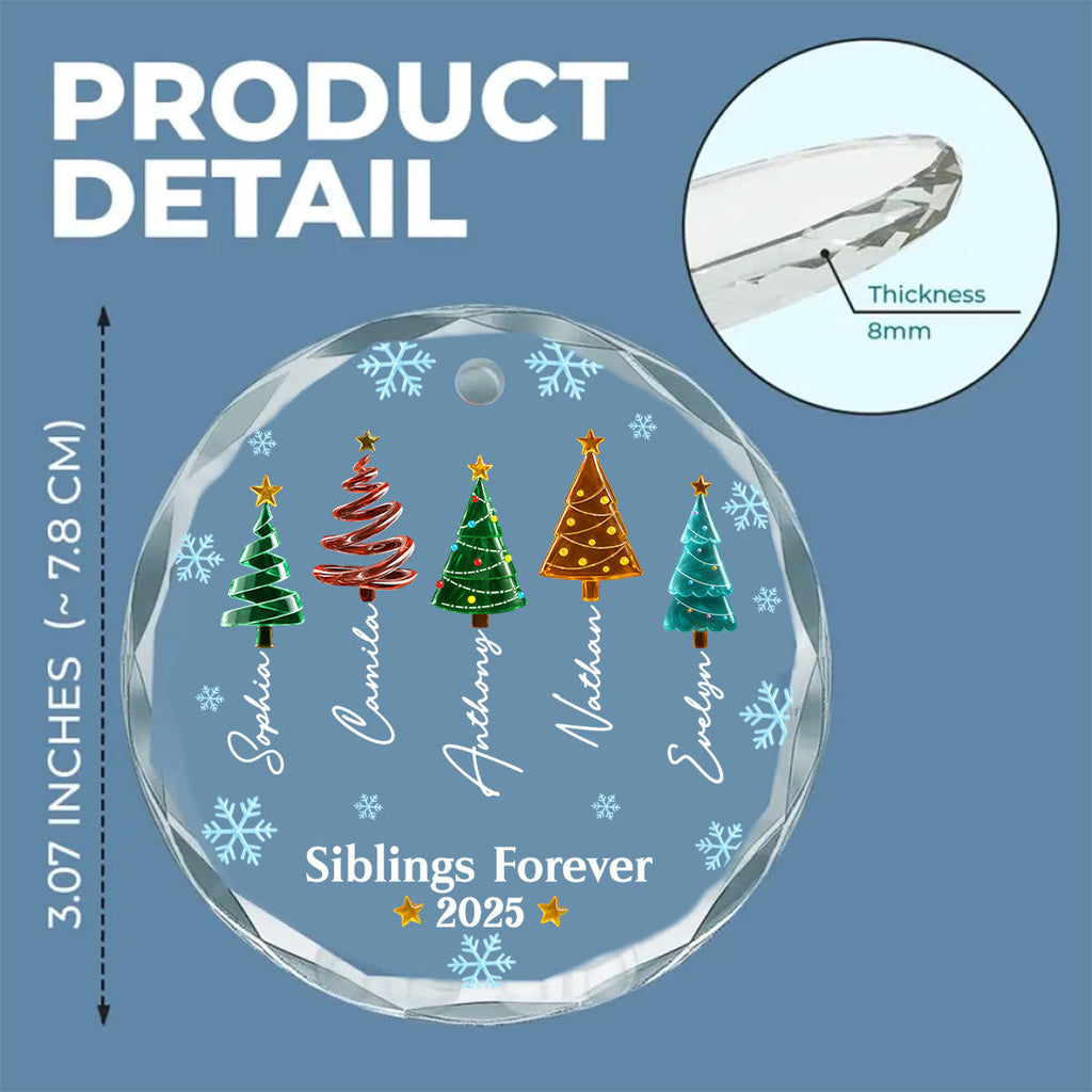 Custom Friendship Christmas Ornament, Best Friend Gift •  Frosty Friendship - Personalized Glass Ornament