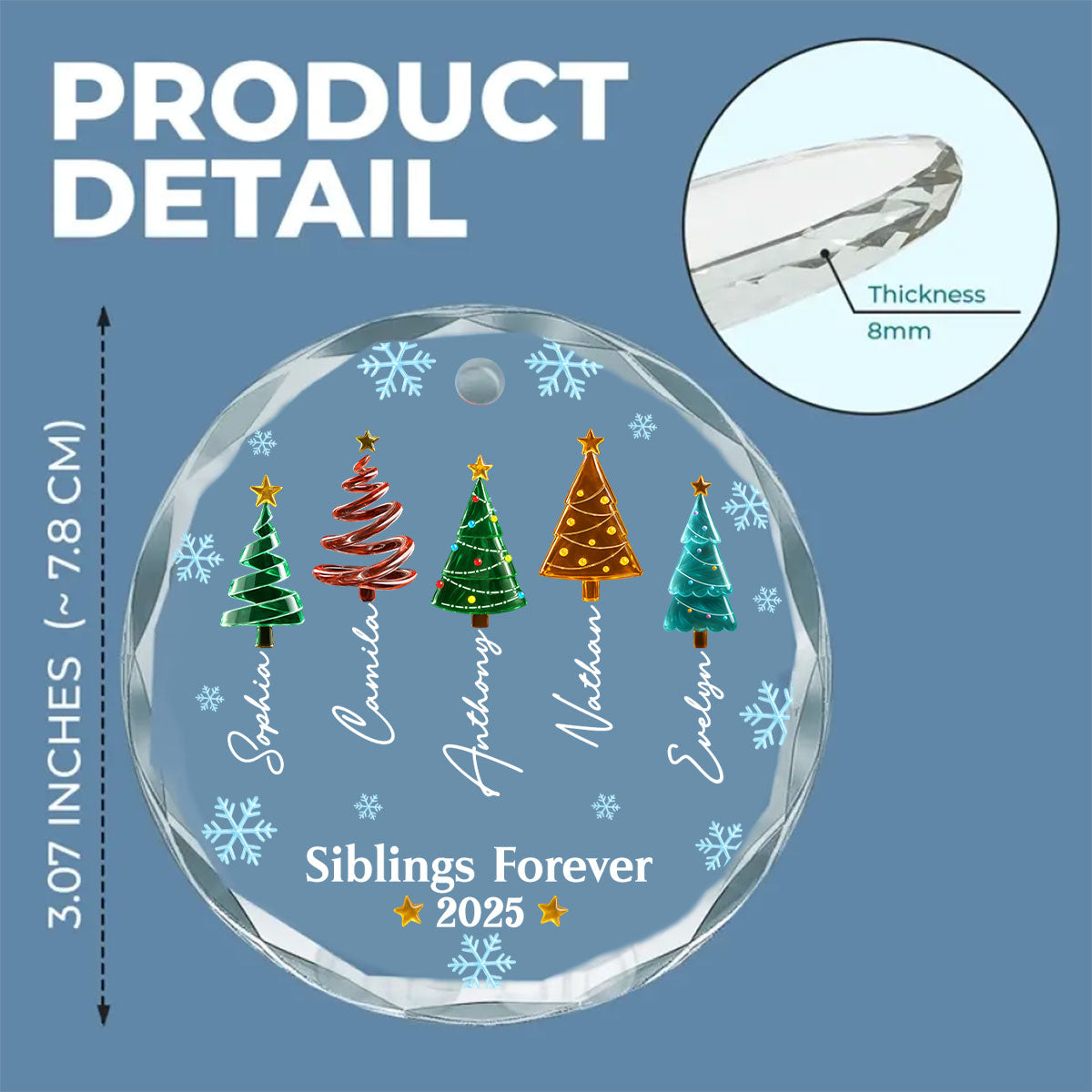 Custom Friendship Christmas Ornament, Best Friend Gift •  Frosty Friendship - Personalized Glass Ornament