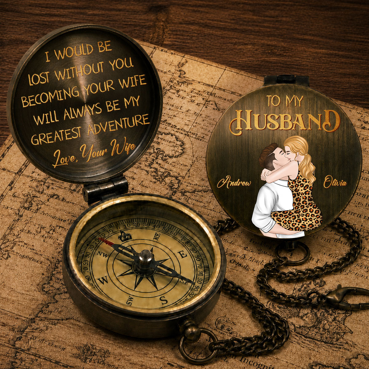 To My Husband- Personalized Pocket Compass