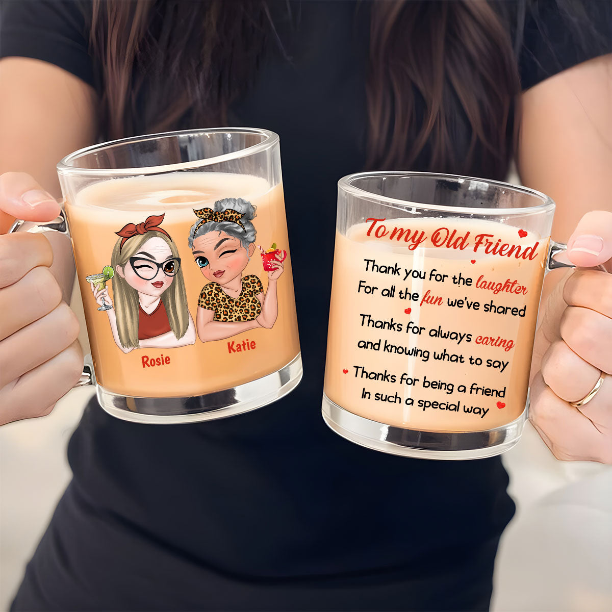 Custom Best Friend, Christmas & Birthday Friendship Keepsake Gift • To My Old Friend - Personalized Glass Mug