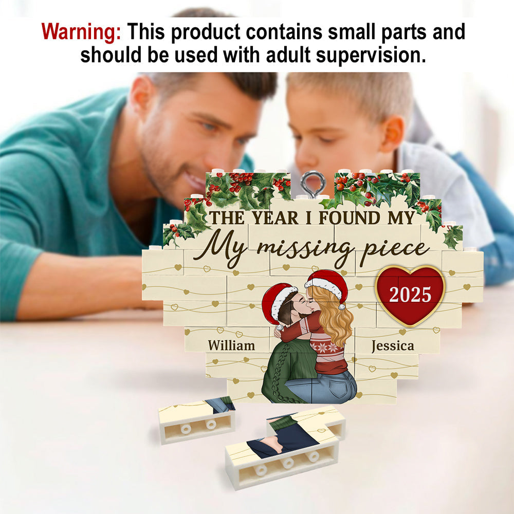 Custom Couple Christmas Ornament, Anniversary Gift •  I Found My Missing Piece - Personalized Heart Puzzle Ornament