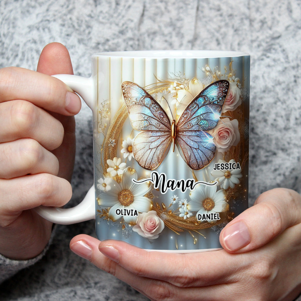 Custom Christmas & Birthday Gift For Grandma • Grandma And Grandkids Beautiful - Personalized 3D Effect Coffee Mug