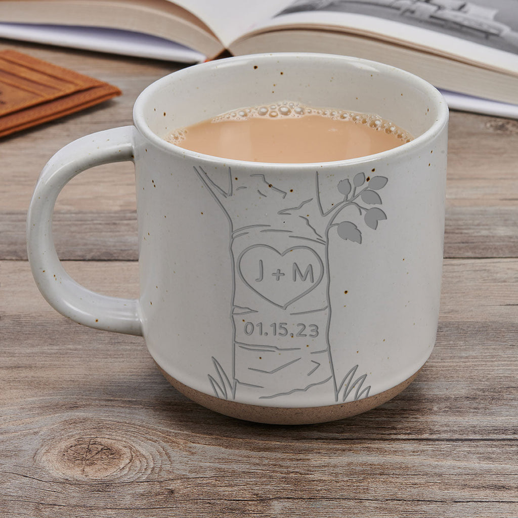 Custom Anniversary Keepsake Gifts For Couple • A Heart Tree Couple - Personalized Engraved Pottery Mug
