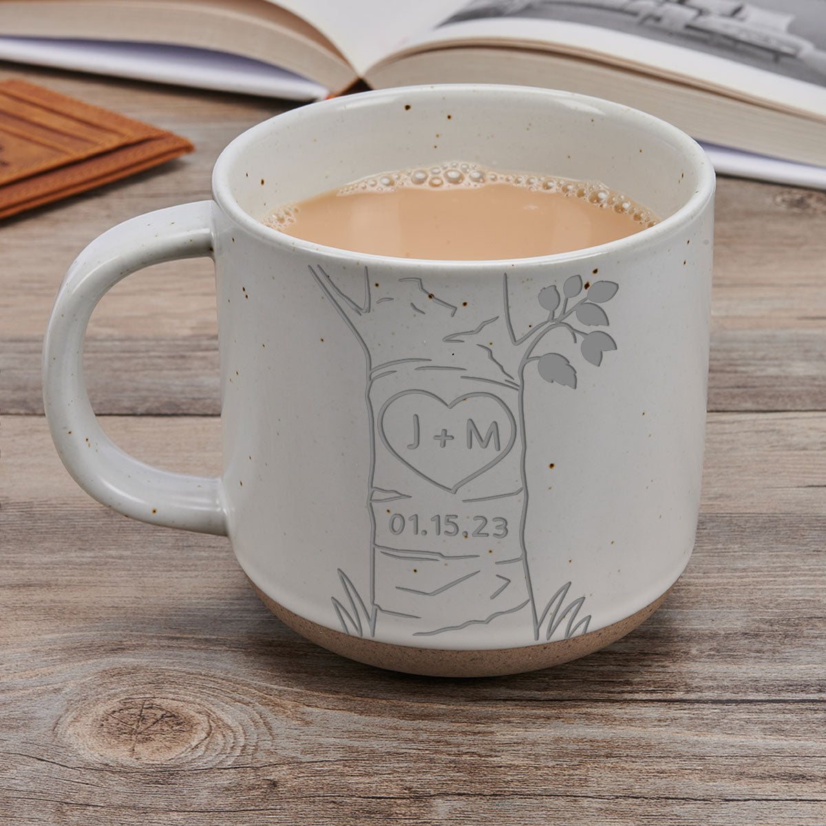 Custom Anniversary Keepsake Gifts For Couple • A Heart Tree Couple - Personalized Engraved Pottery Mug