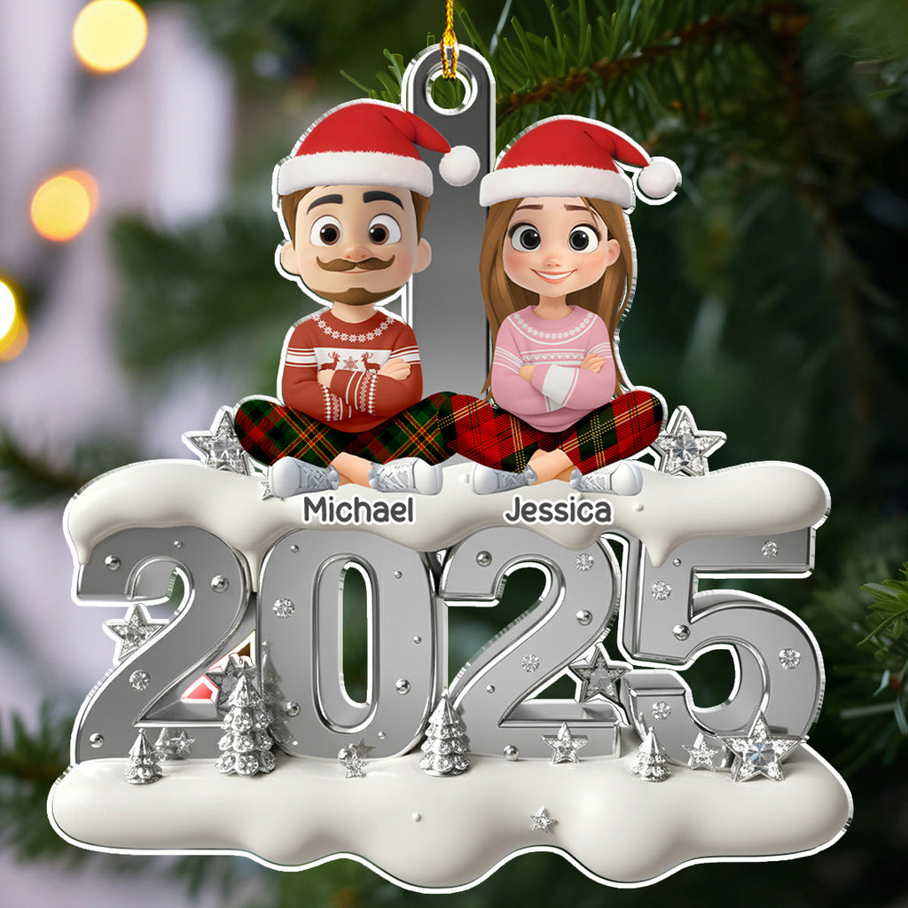 Custom Family Ornament, Christmas Gift for Family Members •  Silvery Year - Personalized 3D Effect Acrylic Ornament