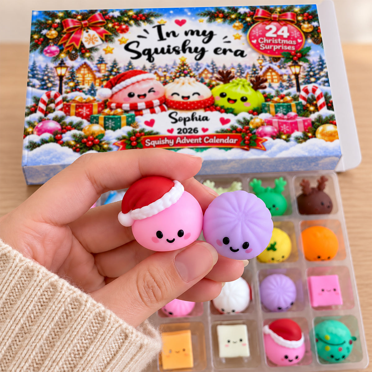 Custom Name 2026 Christmas Dumpling Advent Calendar, 24-Day Countdown • Christmas Gets Cuter Every Day - Personalized Dumpling Advent Calendar