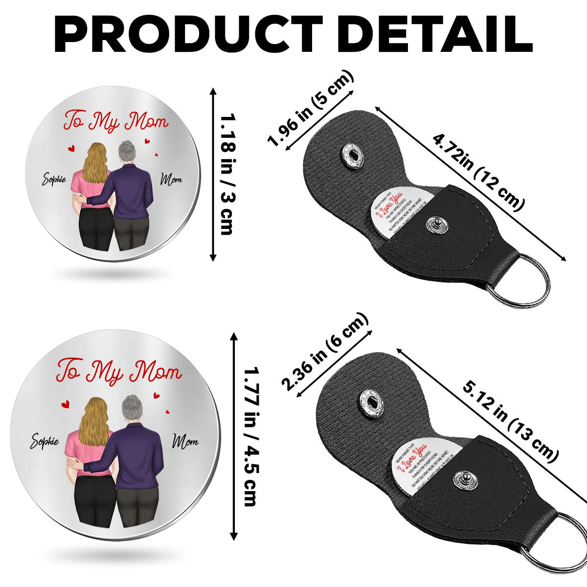Custom Mom Coin Keychain, Mother's Day Birthday Keepsake • Never Forget I Love You Mom - Personalized Pocket Hug