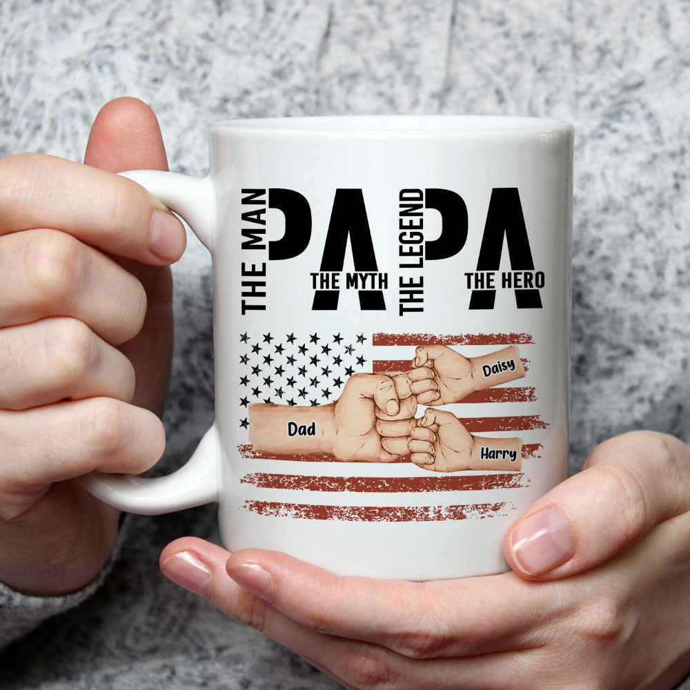Custom Father's Day, Special Gift for Dad & Grandpa • The Hero - Personalized Coffee Mug