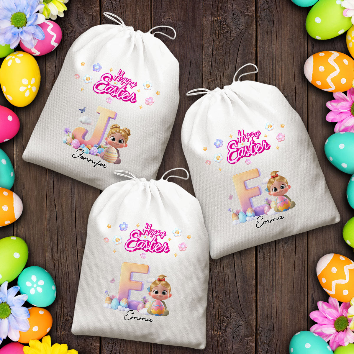 Easter Joy And Bunny Hugs - Personalized Favor Bag